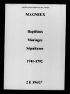 Magneux. Baptêmes, mariages, sépultures 1741-1792