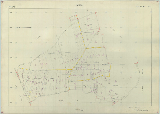 Ludes (51333). Section AS échelle 1/1000, plan renouvelé pour 1962, plan régulier (papier armé).