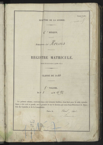 Registre matricule, n°1-495