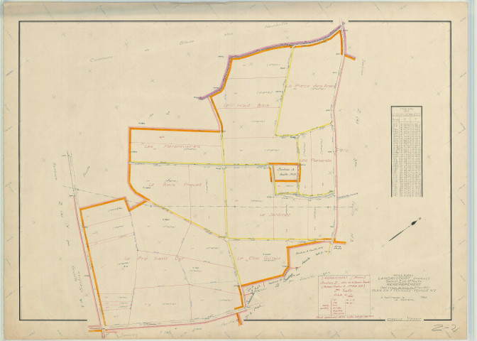 Landricourt (51315). Section Z2 échelle 1/2000, plan remembré pour 1952, plan régulier (papier)