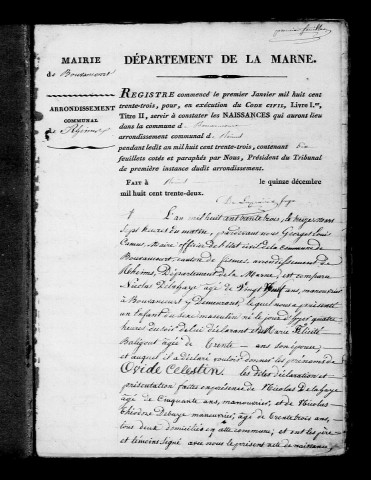 Bouvancourt. Naissances, publications de mariage, mariages, décès 1833-1842