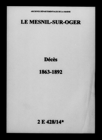 Mesnil-sur-Oger (Le). Décès 1863-1892