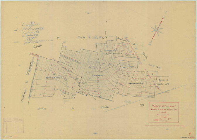 Villeseneux (51638). Section A2 échelle 1/2500, plan mis à jour pour 1939, plan non régulier (papier)