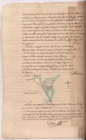 Plan et arpentage du moulin du Chaufour et de ses dépendances situé à Courtisols (1781), Villain