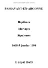 Passavant. Baptêmes, mariages, sépultures 1668-3 janvier 1694