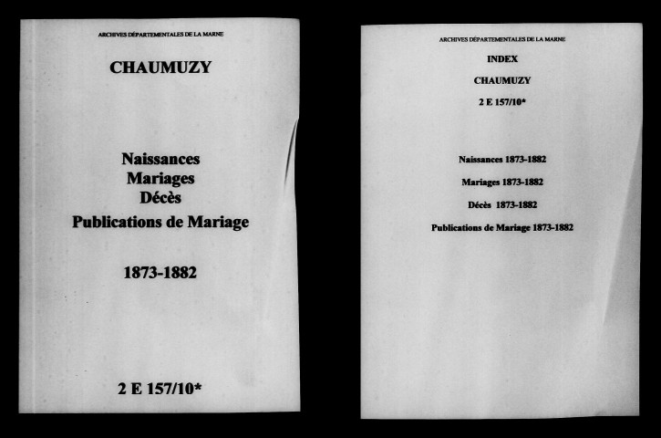 Chaumuzy. Naissances, mariages, décès, publications de mariage 1873-1882