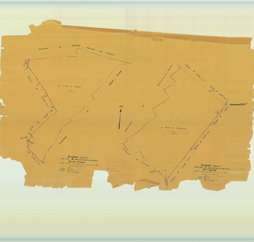 Suippes (51559). Section B F3 échelle 1/10000, plan mis à jour pour 1958 (extension extension B ), plan non régulier (papier)