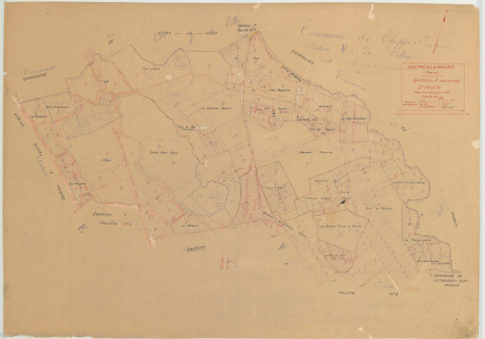 Cheppes-la-Prairie (51148). Section F2 échelle 1/2500, plan mis à jour pour 1952, plan non régulier (papier)