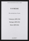 Favresse. Naissances, mariages, décès 1899-1910 (reconstitutions)