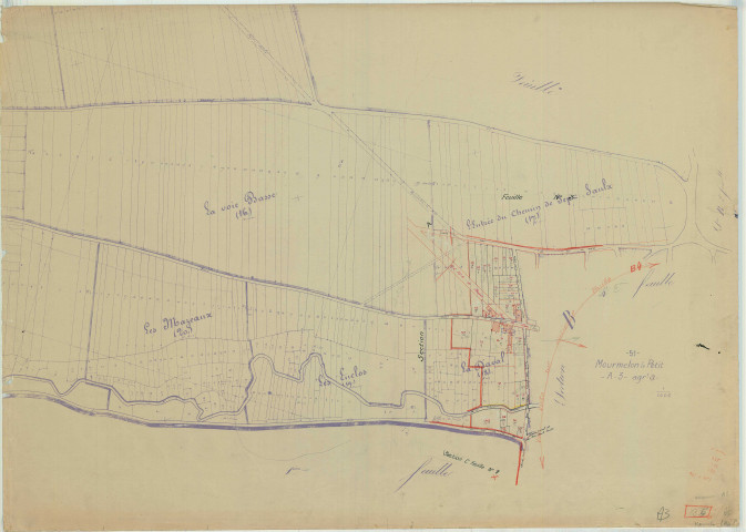 Mourmelon-le-Petit (51389). Section A3 échelle 1/1000, plan mis à jour pour 1934 (2e partie de A3), plan non régulier (papier)
