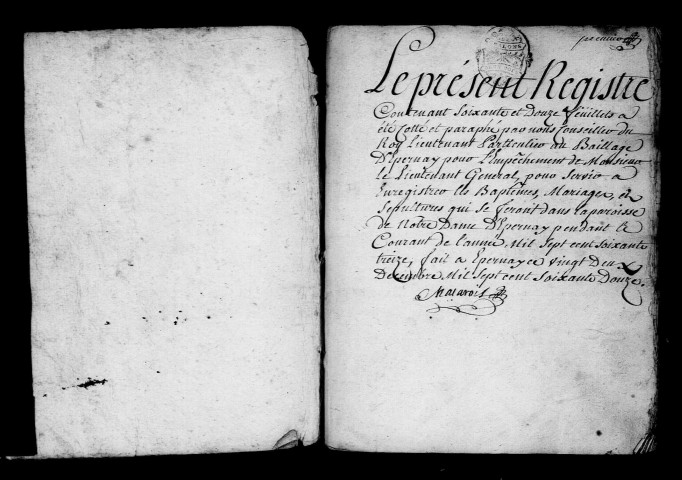 Épernay. Baptêmes, mariages, sépultures 1773