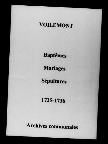 Voilemont. Baptêmes, mariages, sépultures 1725-1736