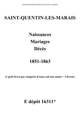 Saint-Quentin-les-Marais. Naissances, mariages, décès 1851-1863