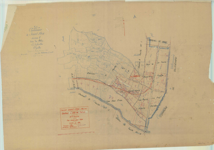 Talus-Saint-Prix (51563). Section A3 1 échelle 1/2500, plan mis à jour pour 01/01/1934, non régulier (papier)