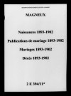 Magneux. Naissances, publications de mariage, mariages, décès 1893-1902
