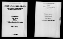 Auménancourt-le-Grand. Naissances, mariages, décès, publications de mariage 1863-1872
