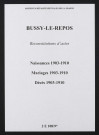 Bussy-le-Repos. Naissances, mariages, décès 1903-1910 (reconstitutions)