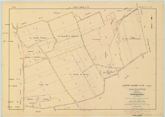 Sainte-Marie-à-Py (51501). Section Z3 échelle 1/2000, plan remembré pour 1953, plan régulier (papier)