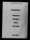 Charmont. Naissances, mariages, décès 1833-1842