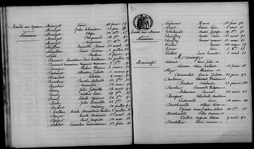 Condé-sur-Marne. Table décennale 1883-1892