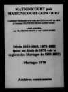 Matignicourt-Goncourt. Décès, mariages 1853-1882