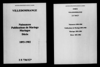 Ville-Dommange. Naissances, publications de mariage, mariages, décès 1893-1902