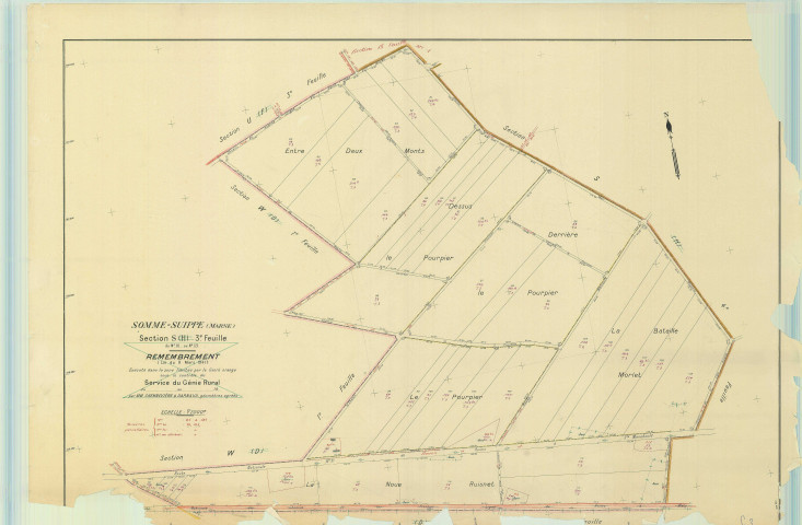 Somme-Suippe (51546). Section S3 échelle 1/2000, plan remembré pour 1957, plan régulier (papier)