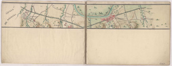 Carte itinéraire de la route de Paris en Allemagne traversant la Champagne, passant par Epernai, Chaalons, Vitry et St Dizier , 1776 : 1- de Courthiezy à Vassieu