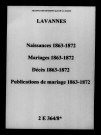 Lavannes. Naissances, mariages, décès, publications de mariage 1863-1872