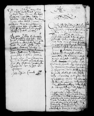 Villeneuve-lès-Charleville (La). Naissances (commune de Nogent-L'Artaud) et baptêmes, mariages, sépultures 1573-1710