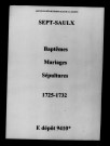 Sept-Saulx. Baptêmes, mariages, sépultures 1725-1732