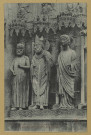 REIMS. Cathédrale de Statues de Saint-Remi et de Clovis au porche central (Portail septentrional) / L. de B.