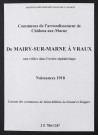 Communes de Mairy-sur-Marne à Vraux de l'arrondissement de Châlons. Naissances 1918
