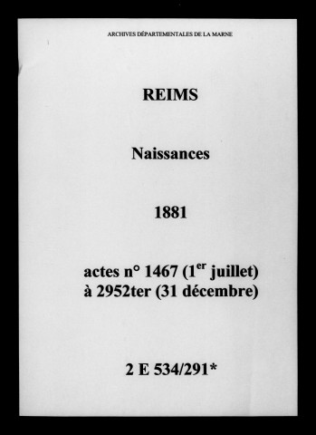 Reims. Naissances 1881
