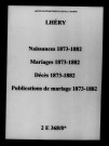 Lhéry. Naissances, mariages, décès, publications de mariage 1873-1882