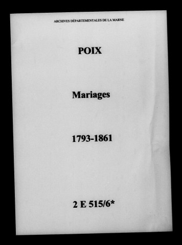 Poix. Mariages 1793-1861