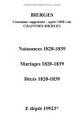 Bierges. Naissances, mariages, décès 1820-1839