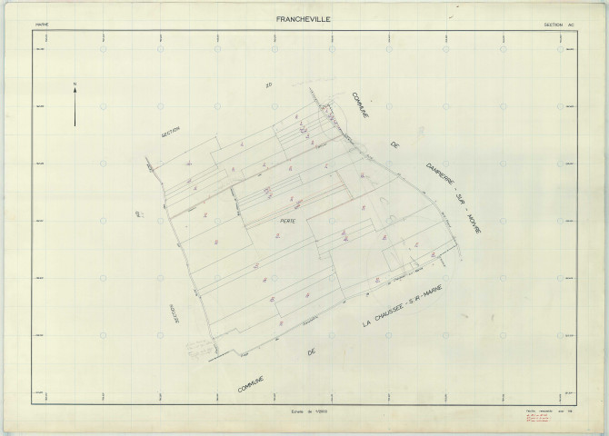 Francheville (51259). Section AC échelle 1/2000, plan renouvelé pour 1966, plan régulier (papier armé)