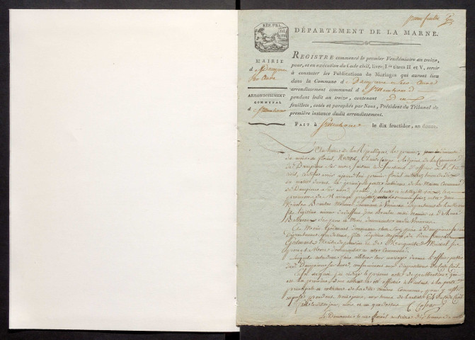 Dampierre-sur-Auve. Publications de mariage an XIII-1927