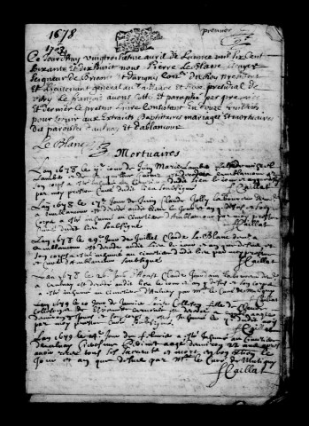 Ablancourt. Sépultures, baptêmes, mariages 1678-1703
