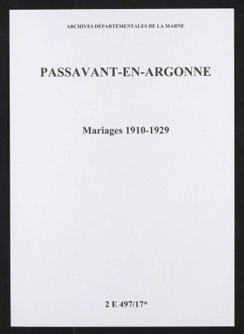 Passavant-en-Argonne. Mariages 1910-1929