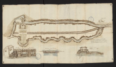 Plan du pont et de la grande vanne ligne pour pied (1757)