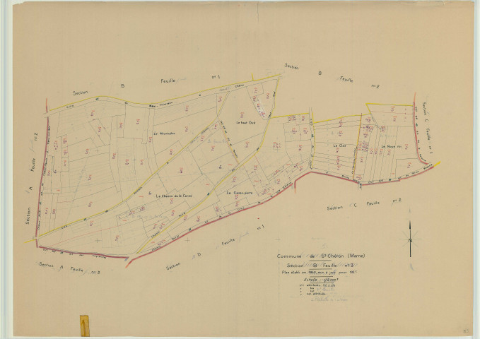 Saint-Chéron (51475). Section B3 échelle 1/2000, plan mis à jour pour 1955, plan non régulier (papier)