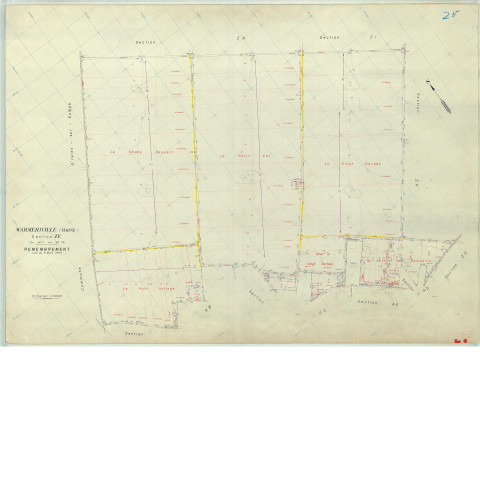 Warmeriville (51660). Section ZE-2 échelle 1/2000, plan remembré pour 1974, plan régulier (papier armé).