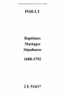 Poilly. Baptêmes, mariages, sépultures 1608-1792