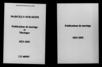 Marcilly-sur-Seine. Publications de mariage, mariages 1823-1842