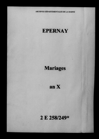 Épernay. Mariages an X