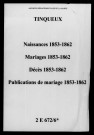 Tinqueux. Naissances, mariages, décès, publications de mariage 1853-1862