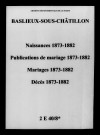 Baslieux-sous-Châtillon. Naissances, publications de mariage, mariages, décès 1873-1882