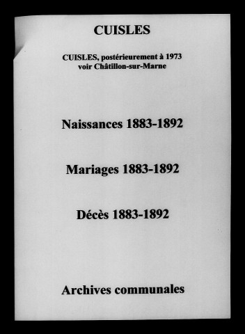 Cuisles. Naissances, mariages, décès 1883-1892